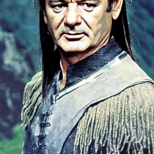 Image similar to bill murray plays elrond in lord of the rings, film still, promotional shot