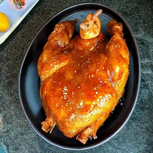 Prompt: photo of a very large giant dong tao chicken