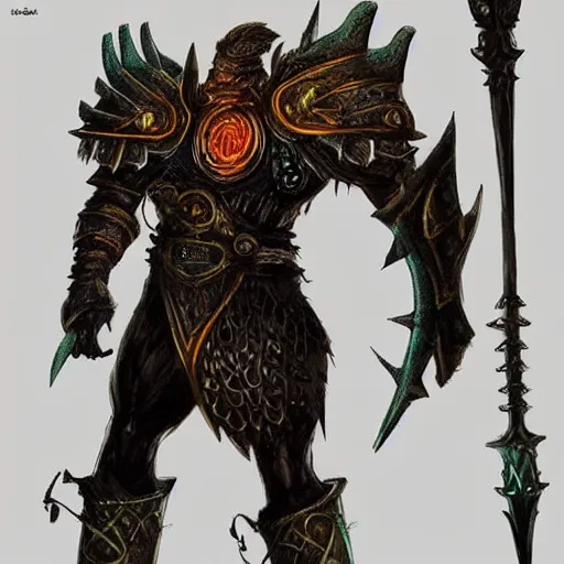 Image similar to Detailed colorful concept art of celtic giant as a dark souls boss; fantasy