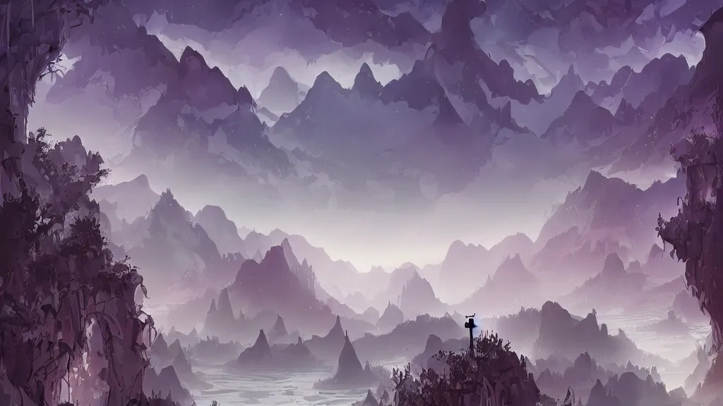 Image similar to stunning landscape in they style of arcane