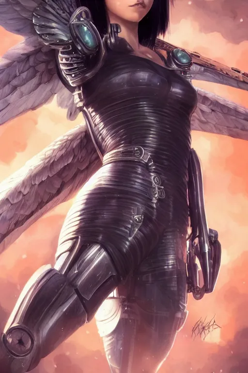 Image similar to battle angel alita, d & d, fantasy, portrait, highly detailed, headshot, digital painting, trending on artstation, concept art, sharp focus, illustration, art by artgerm and greg rutkowski and magali villeneuve