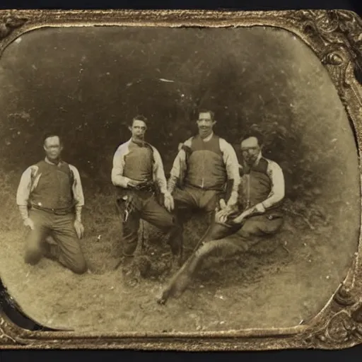 Image similar to tintype old picture of 1 8 0 0 s alien tech hunters