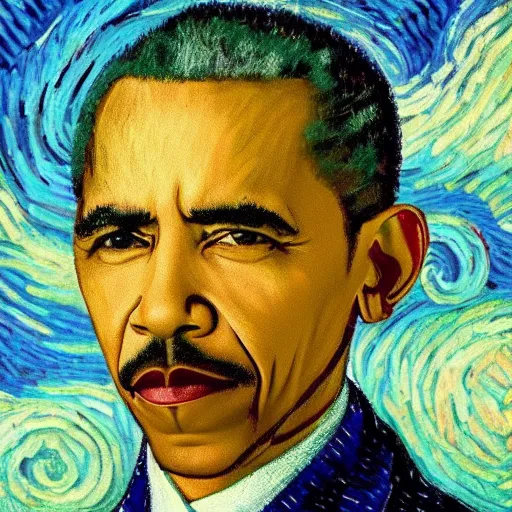 Image similar to a perfect fusion of Barack Obama and Joe Biden, style of Vincent Van Gogh, presidential fusion, mix of Biden and Obama, presidential cross, portrait, oil painting by Van Gogh, 4k photograph of painting