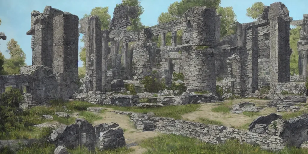 Prompt: painting of ayleid ruins from cyrodiil