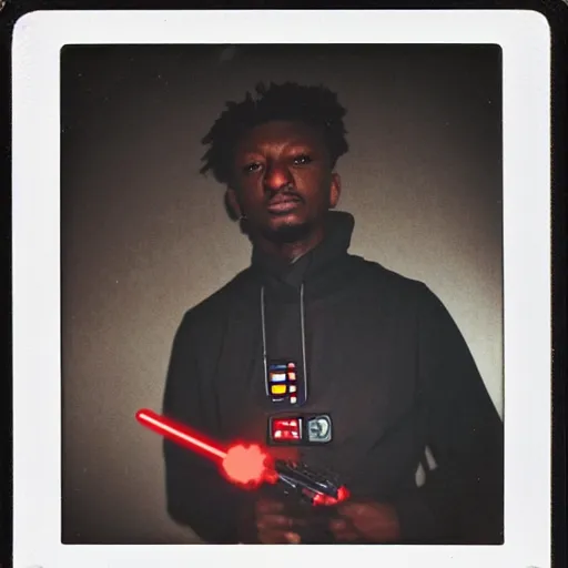 Image similar to polaroid shot of 2 1 savage in star wars audtion