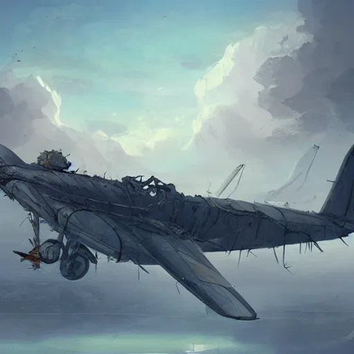 Image similar to a abandoned and destroyed aeroplane in the style of sylvain sarrailh, beautiful digital art, cinematic art, concept art, matte painting, oil painting