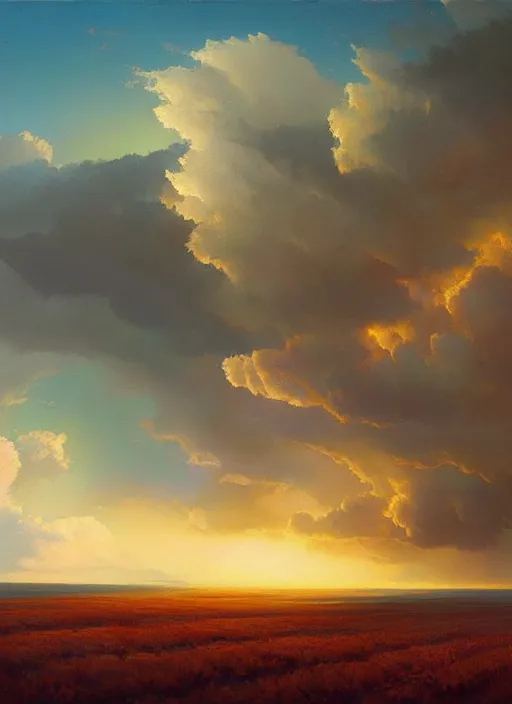 Prompt: painting of a storm coming over a field, a matte painting by rhads, featured on deviantart, hudson river school, apocalypse landscape, apocalypse art, storybook illustration