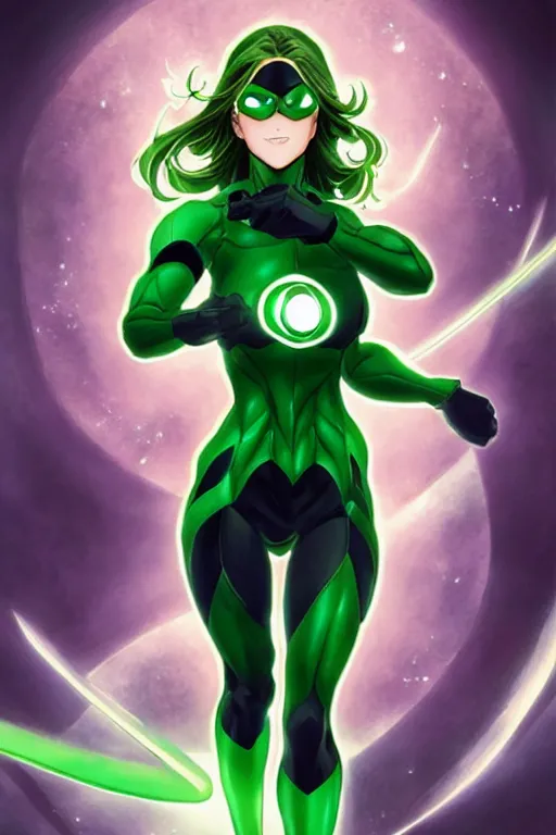 Prompt: anime key visual of a beautiful female green lantern! intricate, suit, powers, speed, goddess, dc comics, cinematic, stunning, highly detailed, digital painting, artstation, smooth, hard focus, illustration, character concepts by senior concept artist art by artgerm and greg rutkowski and alphonse mucha