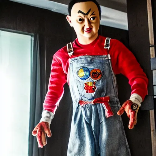 Prompt: justin sun as chucky the killer doll