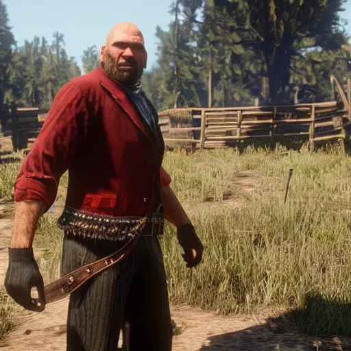 Prompt: Nikolay Valuev in Red Dead Redemption 2