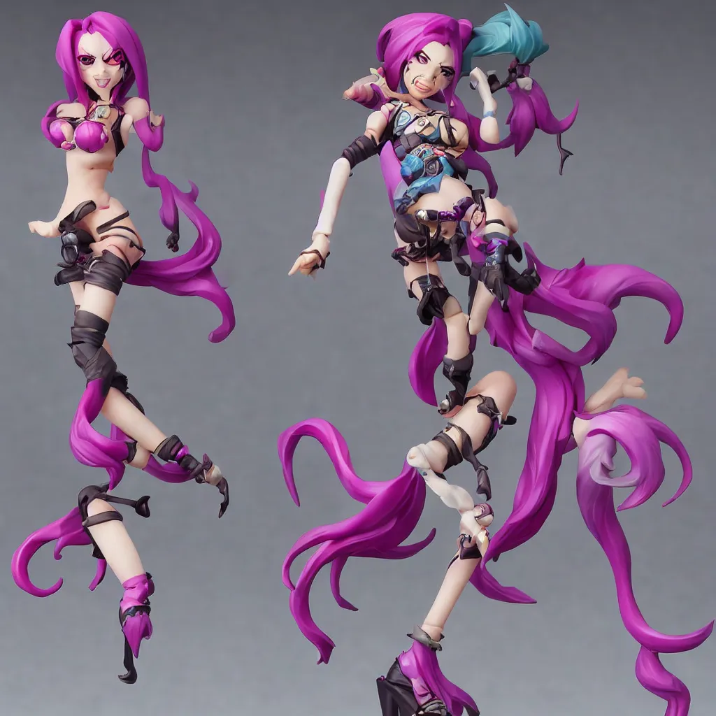 Prompt: jinx from league of legends, figurine, photograph