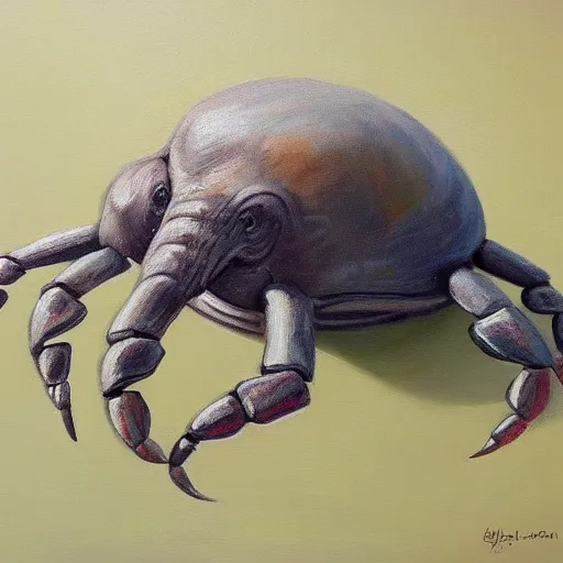 Prompt: elephant - crab creature, oil painting, deviantart