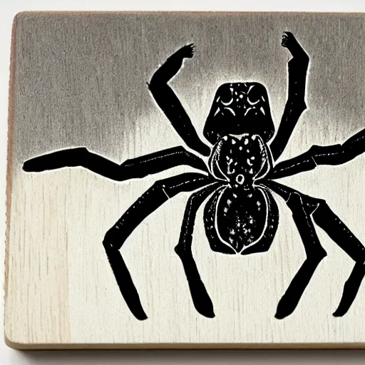 Prompt: spider, style of hydro74, woodblock
