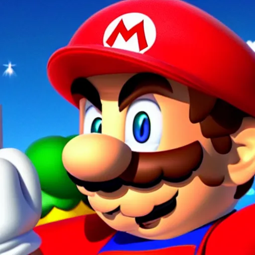 Image similar to extremely zoomed-in photo of Super Mario's face