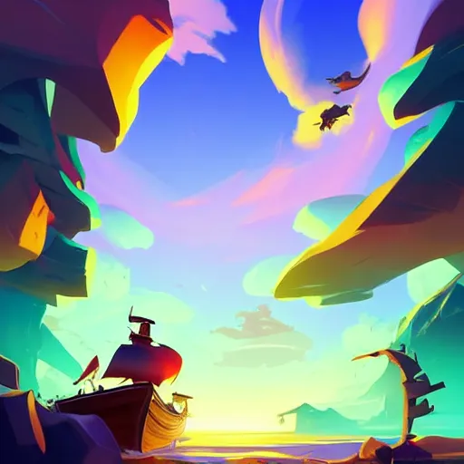 Image similar to painting treasure on sea of thieves game smooth median photoshop filter cutout vector, behance hd by jesper ejsing, by rhads, makoto shinkai and lois van baarle, ilya kuvshinov, rossdraws global illumination