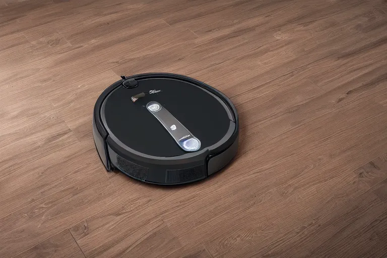 Image similar to a high detailed picture of a robot vacuum cleaner in a living room, 8k, very detailed, photo realistic