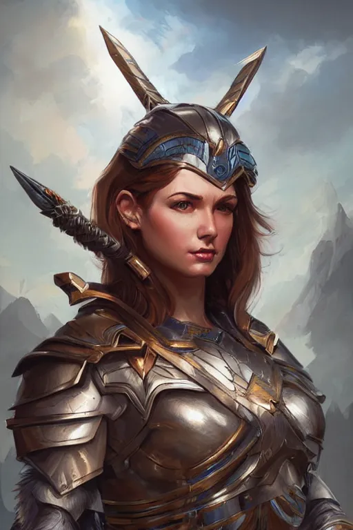 Image similar to amazon valkyrie athena, d & d, fantasy, portrait, highly detailed, headshot, digital painting, trending on artstation, concept art, sharp focus, illustration, art by artgerm and greg rutkowski and magali villeneuve