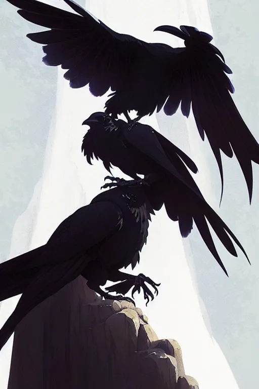 Image similar to raven headed warlock doing magic spells wind, white robes, finely detailed perfect face, exquisite details, mid view, design on a white background, by studio muti, greg rutkowski makoto shinkai takashi takeuchi studio ghibli