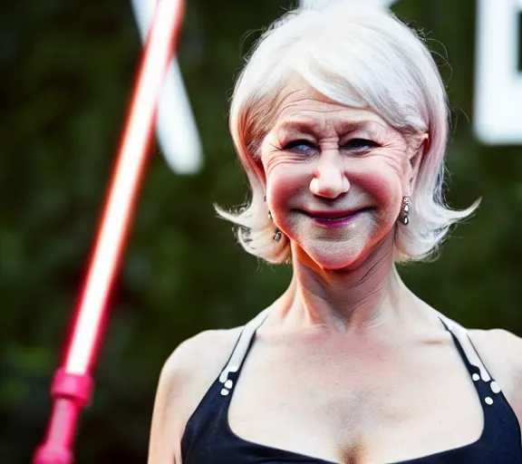 Image similar to Helen Mirren as a cartoon character in Lego Star Wars; f/1.4; 90mm