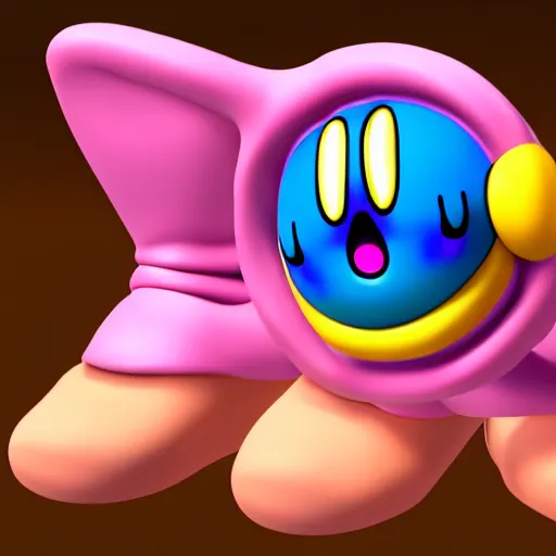 Image similar to kirby with realistic human feet, 4 k, hyper realistic, dslr, high resolution, landscape, beautiful