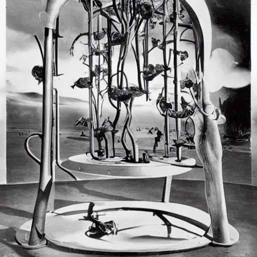 Prompt: a machine that converts plastic into plants. surrealism. salvador dali.