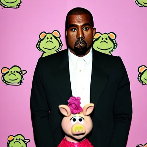 Image similar to kanye west dressed as miss piggy