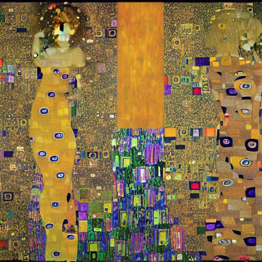 Prompt: glitch art by gustav klimt