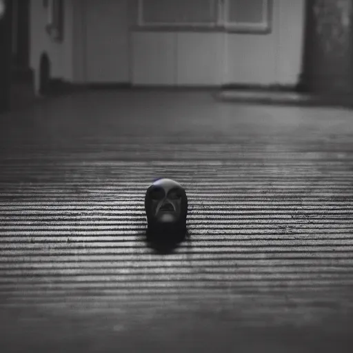 Image similar to a cinematic film still of A horror film about an evil alien president, portrait, 40mm lens, shallow depth of field, split lighting, cinematic