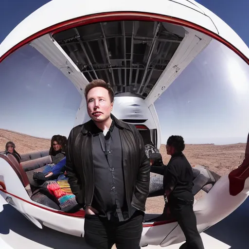 Prompt: elon musk inside a starship rocket, with planet mars in the background