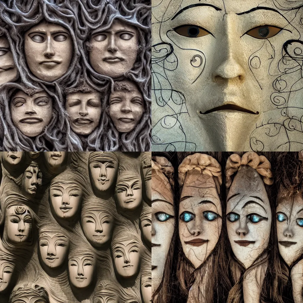 Prompt: faces in the wind, ethereal, intricate, high definition