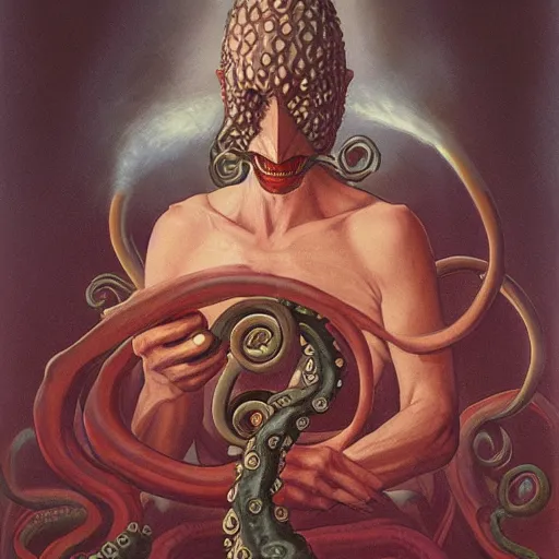 Image similar to portrait of a tentacle mage, by Gerald Brom