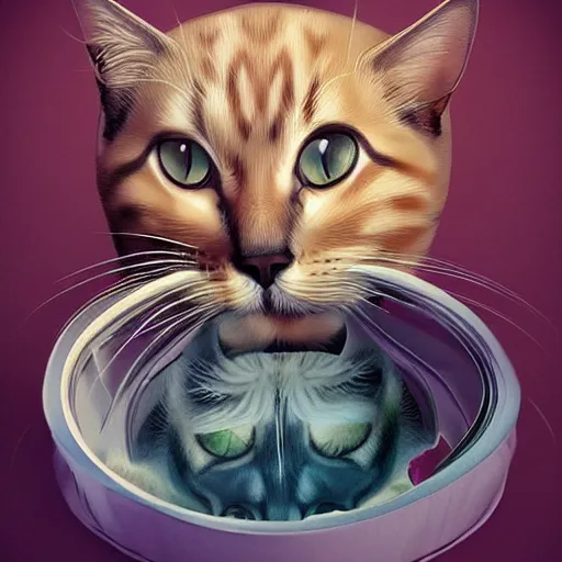 Prompt: cat inside a cat inside a catcat inside a catcat inside a catcat inside a catcat inside a cat,recursive,digital art ,artstation