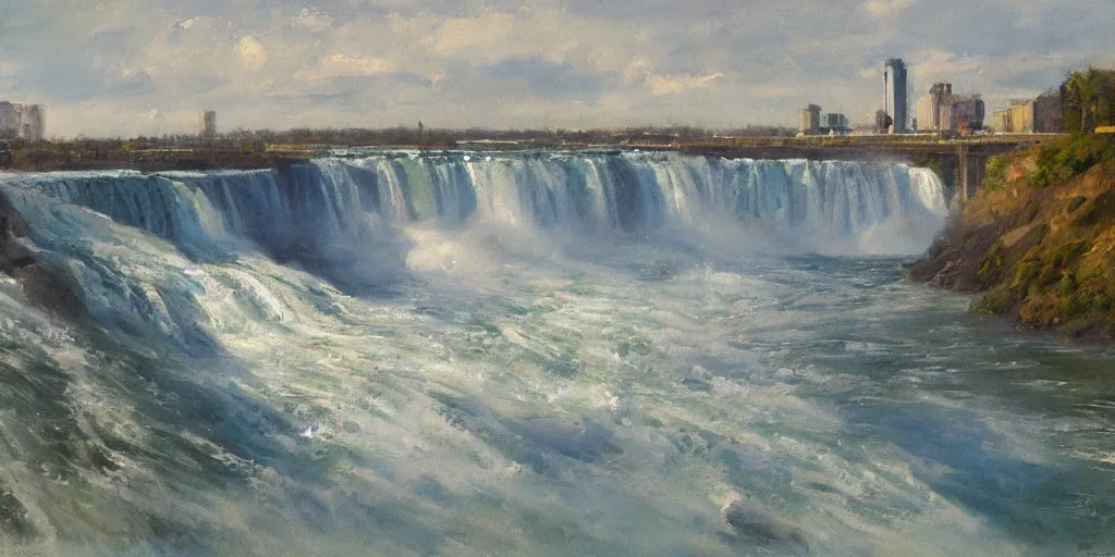 Prompt: painting of niagara falls by richard schmid, alla prima, loose gestural painterly