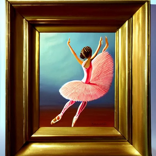 Image similar to painting of a peanut, intricate, high detail, dancing ballet, studio, mirrors, lighting