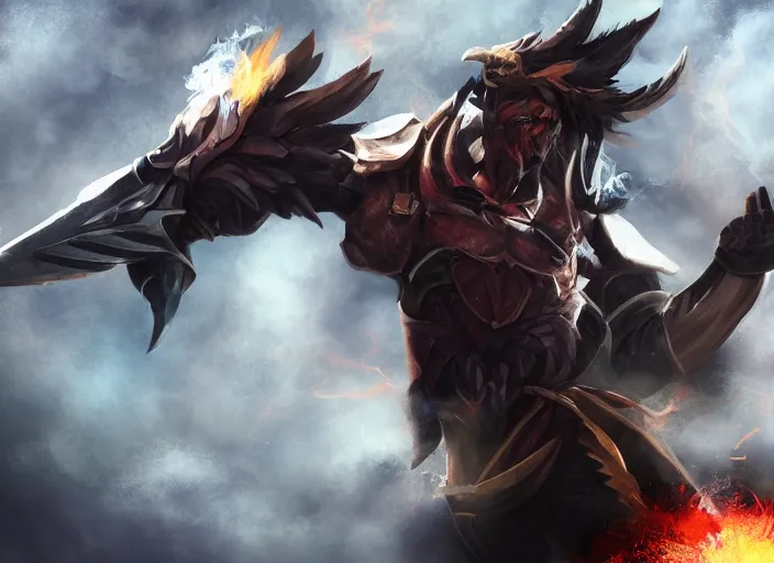 Image similar to champion splashart of champion made out of smoke