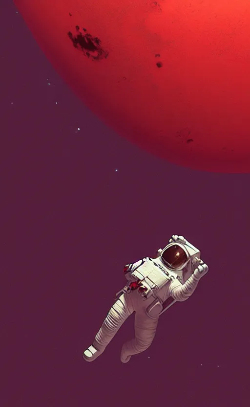 Image similar to astronaut in ocean drowning in red water, high noon, rendered in octane, matte painting sci-fi artwork by syd mead