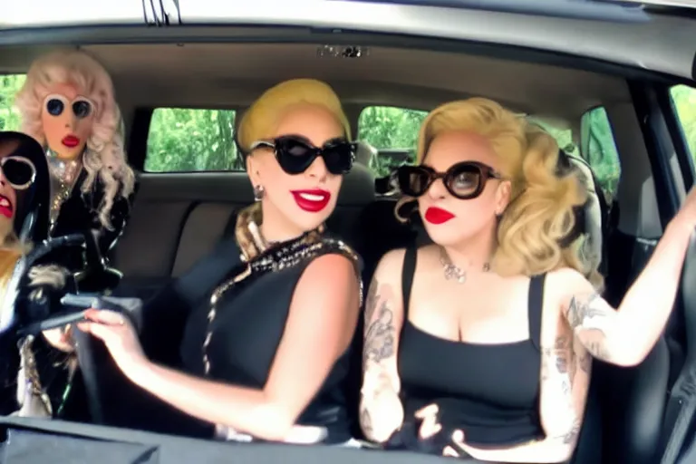 Image similar to lady gaga and judy garland carpool karaoke