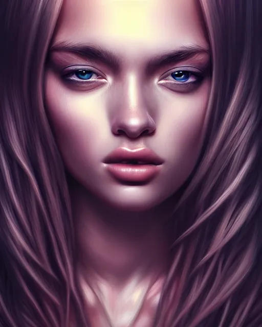 Image similar to hair monster, portrait, highly detailed, deep focus, gritty, digital painting, smooth, sharp focus, illustration, ultra realistic, 8 k, art by artgerm