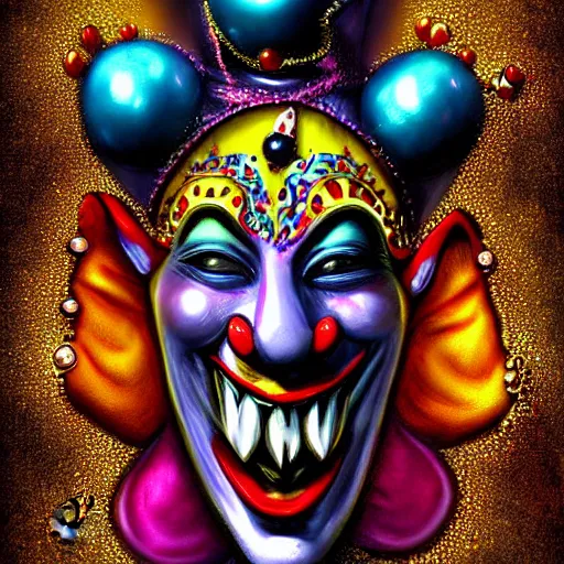 Prompt: Fantastic Ornate Jeweled Jester Clown by Tom Wood Fantasy Art HDR