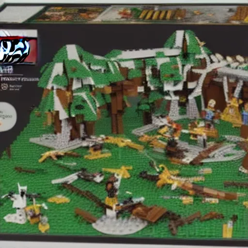 Image similar to an epic battle scene in a forest but its lego, accurate, 4 k, lego
