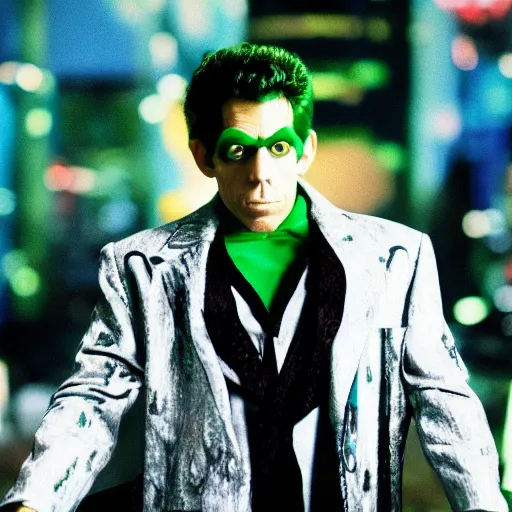 Image similar to Ben Stiller as the Riddler, photo from Batman Forever, detailed, 4k