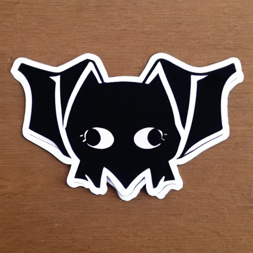 Prompt: symmetrical kawaii bat sticker