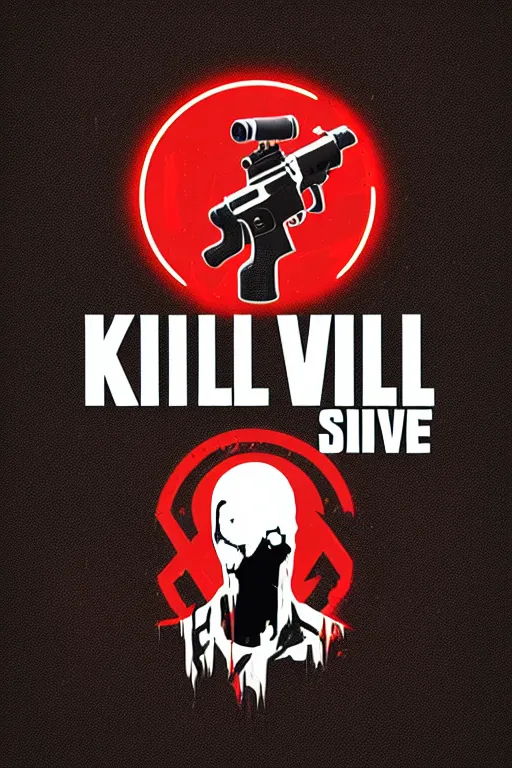 Image similar to kill to survive, shoot to kill logo. pop art, no duplicate image, glowing lights, highly detailed, digital painting, artstation, concept art, smooth, sharp focus, illustration, art by richard hamilton and mimmo rottela