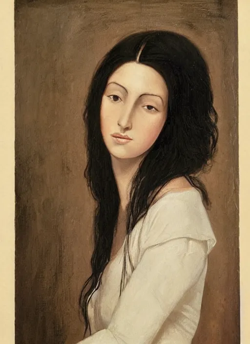 Image similar to a portrait of a woman considered the most beautiful woman in the world. She has a well-proportioned figure. She is very tall and slender with long black hair that extends past her waist with locks of hair that frame her face down to her chin and shows off her high forehead, dark brown eyes with long, voluminous eyelashes and pale skin. She has a narrow waist and very large chest, pink hearts in the background , romantic themed, beautiful face, intricate, highly detailed, digital painting, artstation, concept art, smooth, sharp focus, illustration, art by Noriyoshi Ohrai