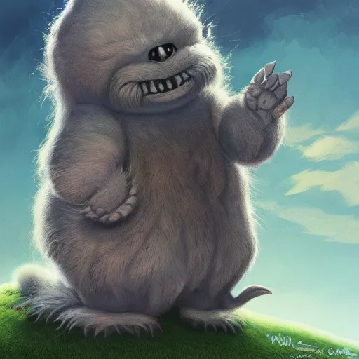 Prompt: cute fluffy alien monsters with long flowing detailed fur, detailed painting in the style of maurice sendak, 4 k
