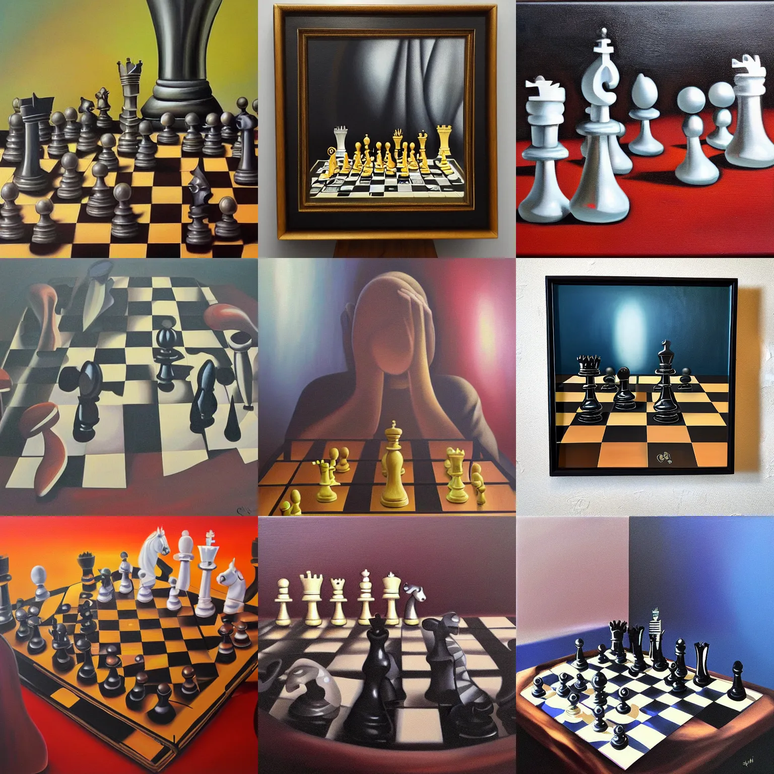 Prompt: surreal chess, oil on canvas