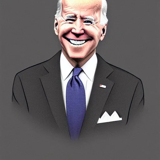 Image similar to evil joe biden, digital art, ultrarealistic, award winning art