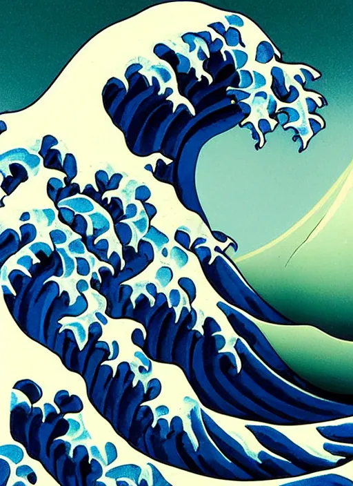 Image similar to stylised bust sculpture of The Great Wave off Kanagawa, beautiful studio lighting