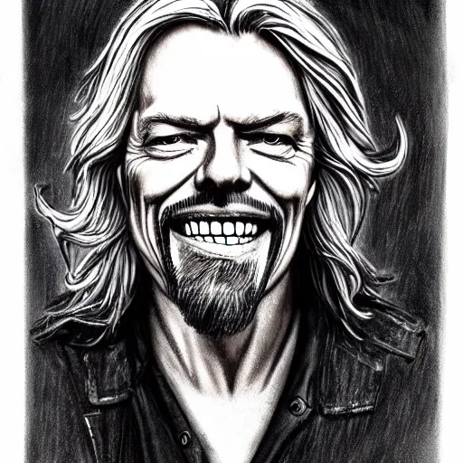 Prompt: grunge drawing of Richard branson in the style of jack skellington and Jacob Shaw,creepy, surreal, trending on artstation