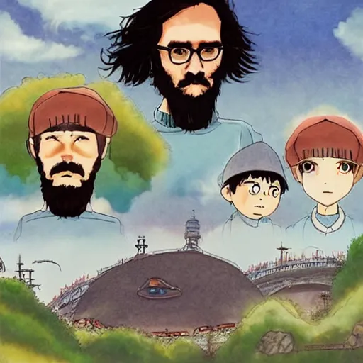 Image similar to joaquin phoenix miyazaki style, realistic ghibli